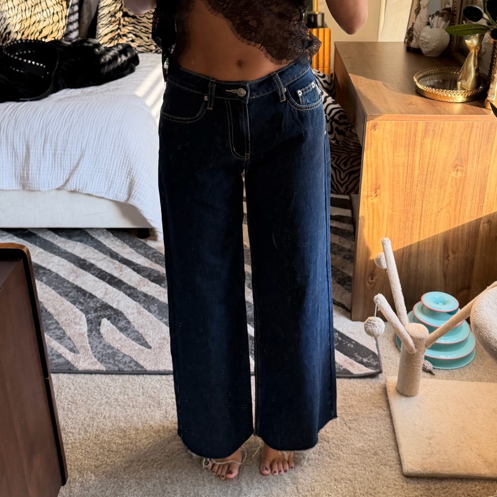 Princess Polly Dark Blue Flare Jeans